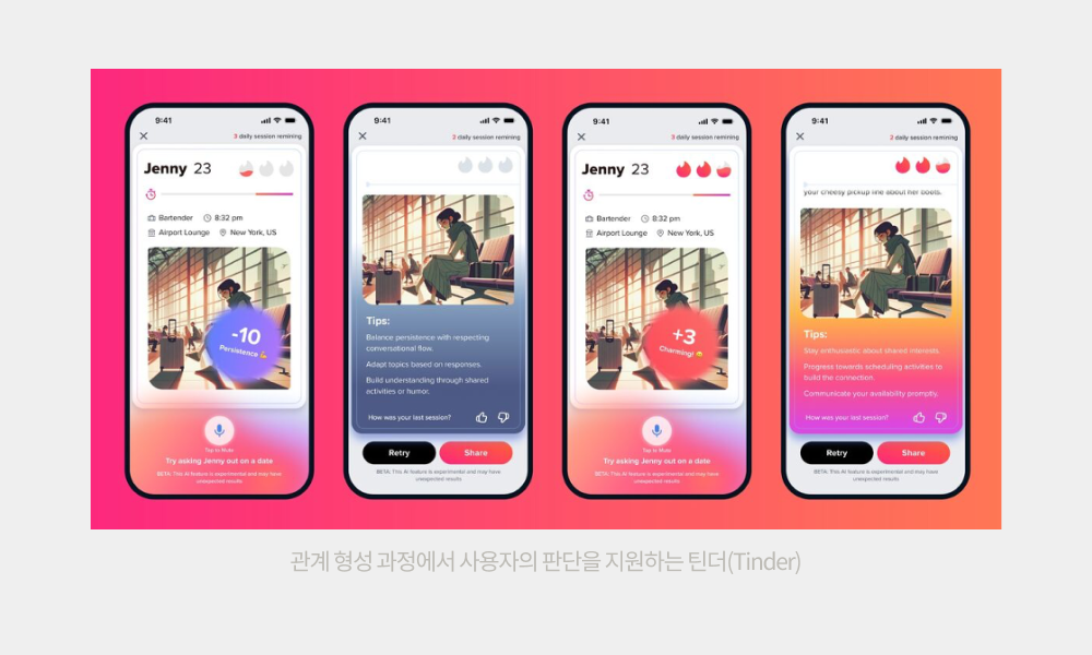 관계 형성 과정에서 사용자의 판단을 지원하는 틴더(Tinder)